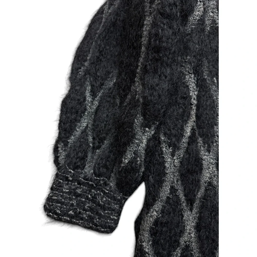 Vintage Colleen Toland San Francisco Hand Knitted Cardigan S Black Mohair 80s